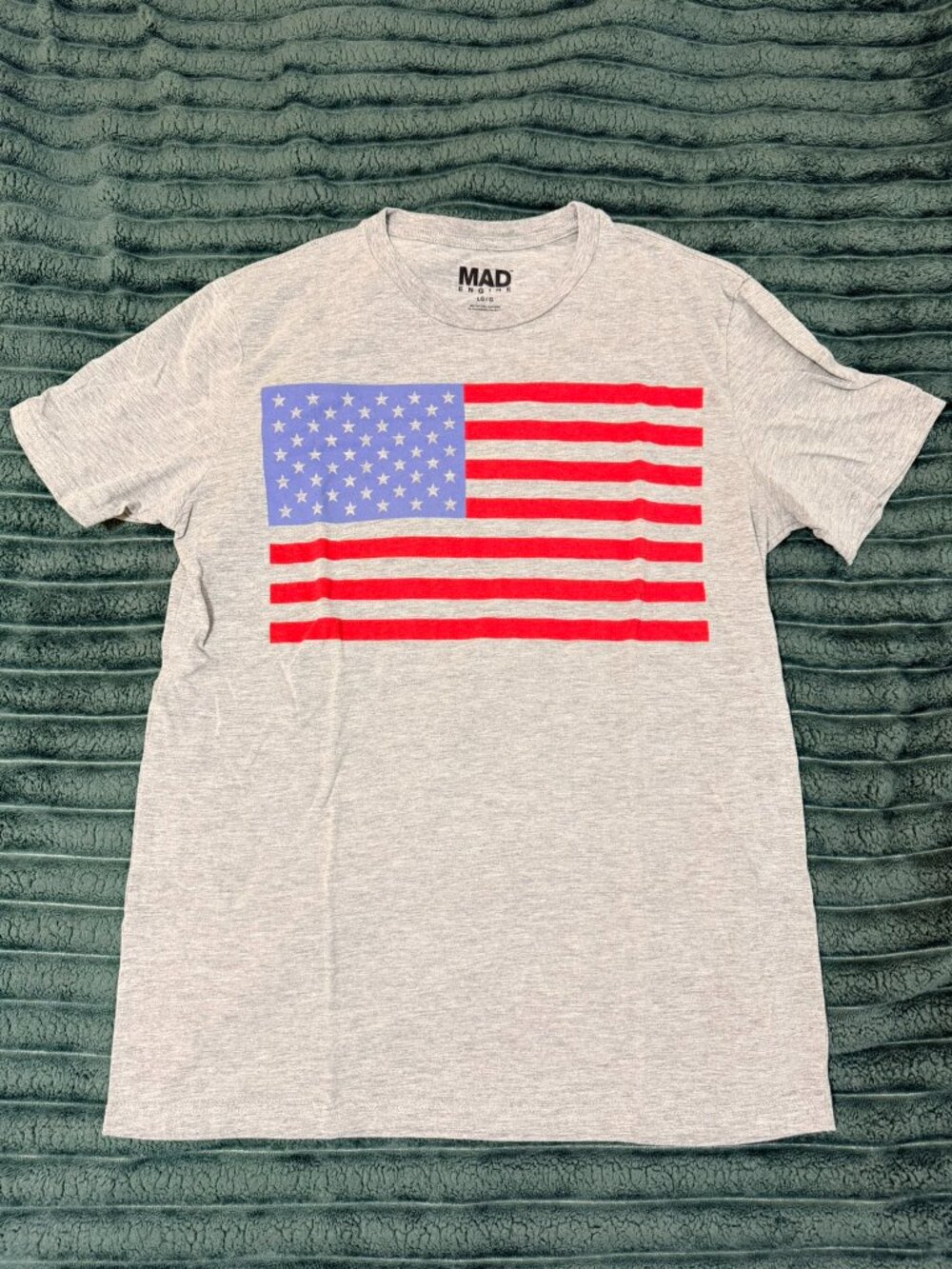 USA Flag Graphic T-Shirt Men's Large Gray Patriotic Tee